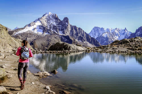 high altitude lakes with view of Mont Blanc
